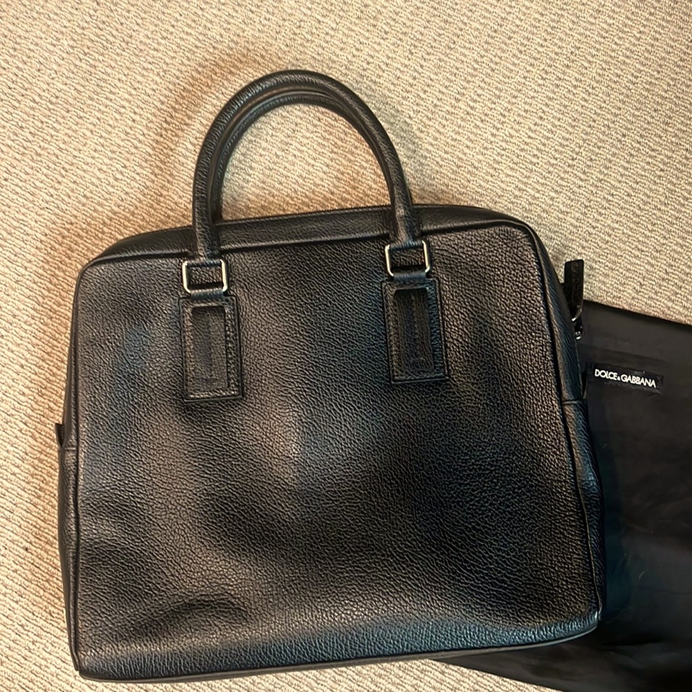 DOLCE & GABBANA Briefcase black leather and gunmetal hardware